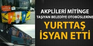AKP'lileri mitinge taşıyan belediye otobüslerine akbilli protesto